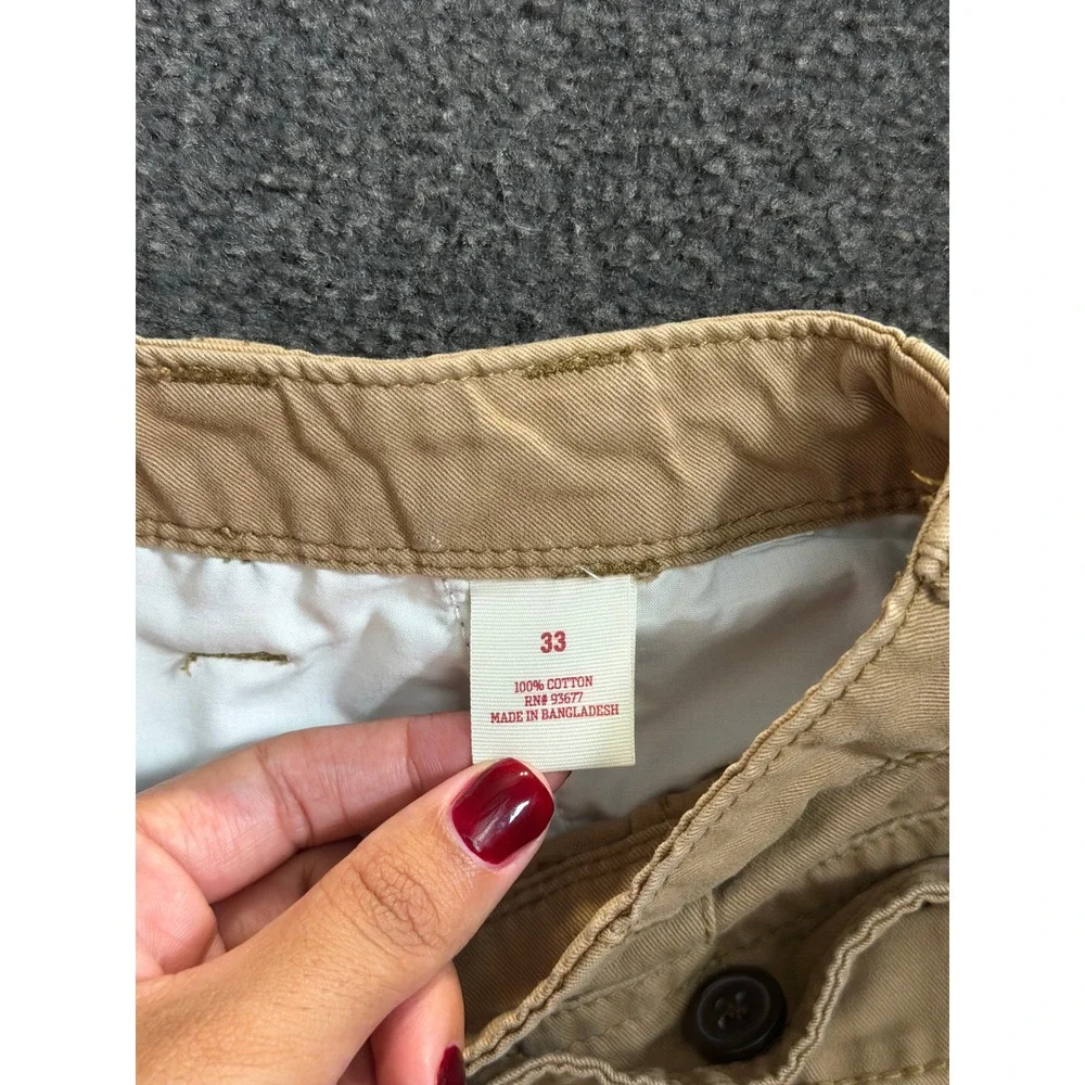 Arizona Jean Co Mens Khaki Cargo Shorts Tan Cotton Twill Size 33 Utility Hiking
